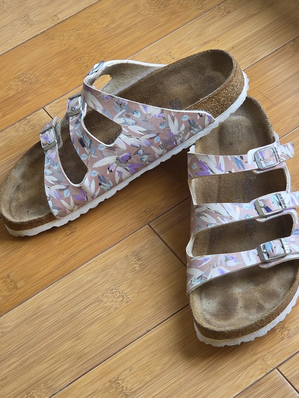 Floral Birkenstocks Germany Florida Fresh Crystal Rose Comfort Sandal 40 9 9.5 - Picture 2 of 10